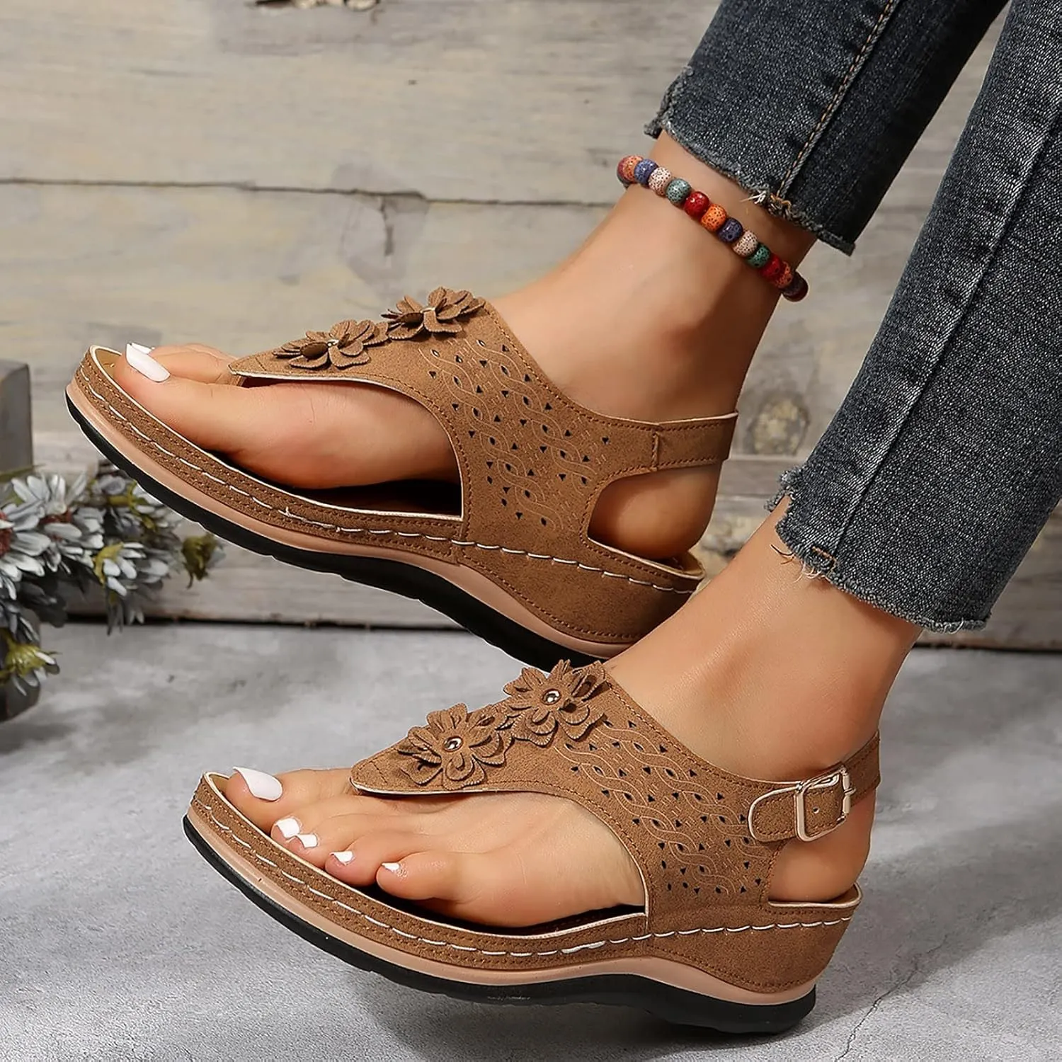 Sandals for Women Dressy comfort Walking Width Casual Summer Slide Shoes Beach Flat Slip On Sandles