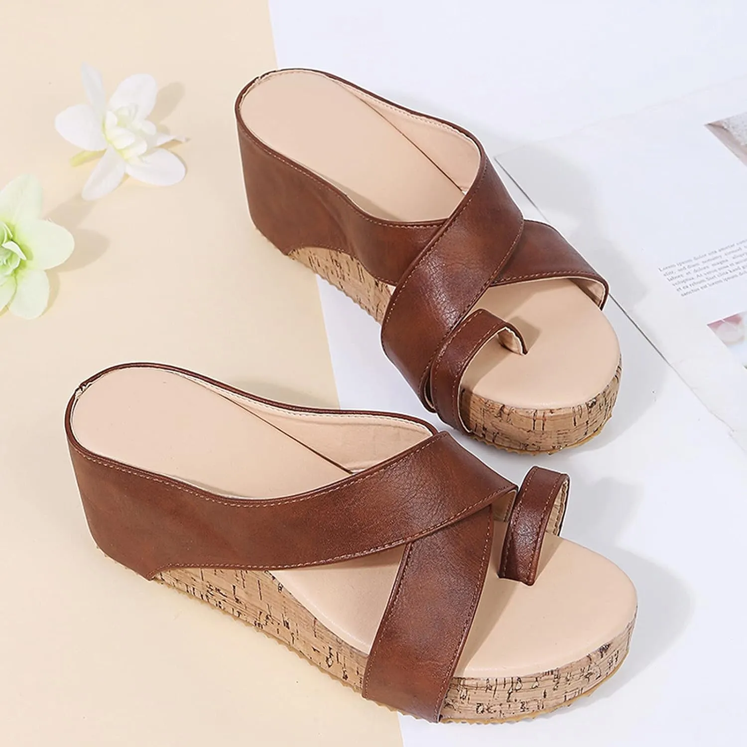Sandals for Women Dressy Summer, Wedge Sandals for Womens Wedge Platform Sandal Open Toe Casual Comfort Sandals