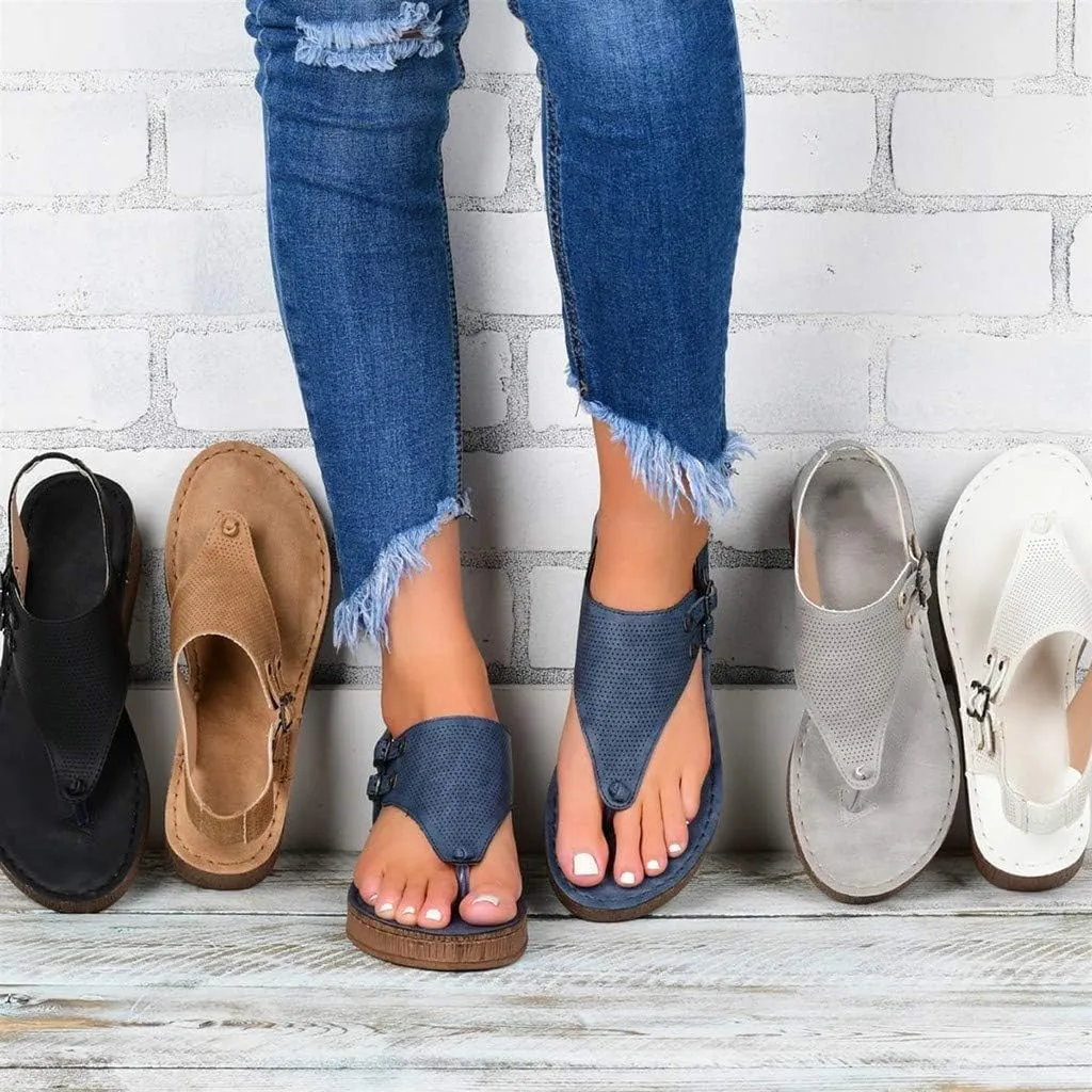 Sandals for Women Flat,2020 Fashion Posh Gladiator Comfy Sandals Ladies Summer Flat Heel Slip On Sandals Casual Vintage Shoes