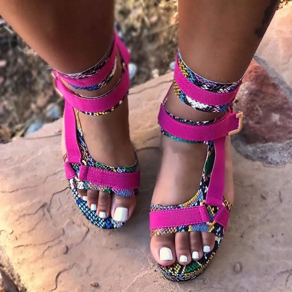 Sandals for Women Platform,2020 Gladiator Comfy Ladies Fashion T-Strap Flat Slip On Casual Summer Ankle Strappy Sandals