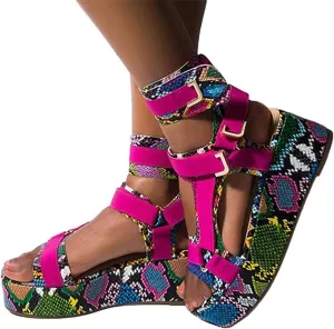 Sandals for Women Platform,2020 Gladiator Comfy Ladies Fashion T-Strap Flat Slip On Casual Summer Ankle Strappy Sandals