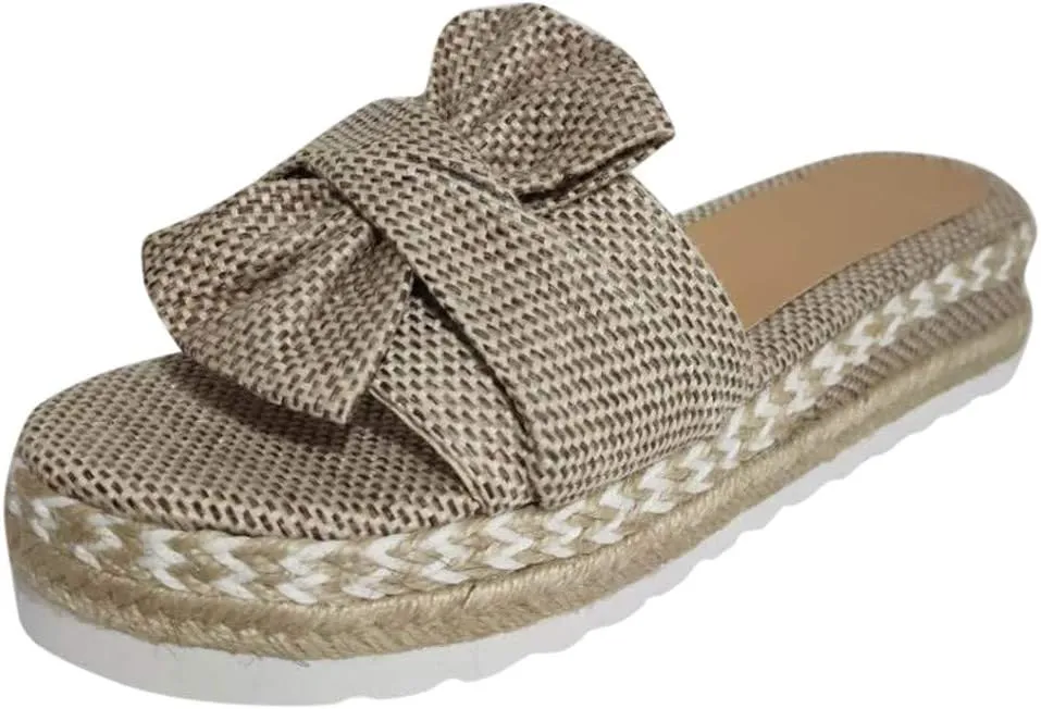 Sandals for Women Platform,Open Toe Bowtie Sandlas Slides Summer Bohemia Platform Comfortable Casual Walking Shoes