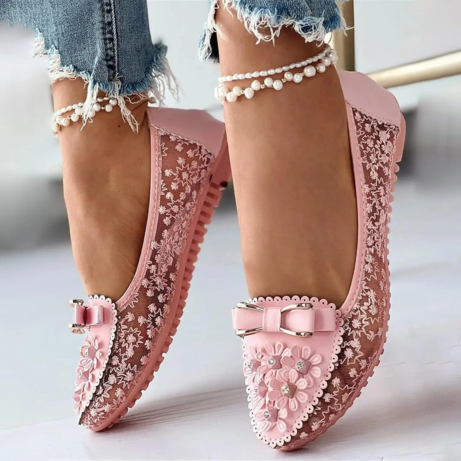 Sandals Women Lace Print Soft Ultimate Comfort Womens Sandals Fashionable Floral Lightweight Summer Sandals