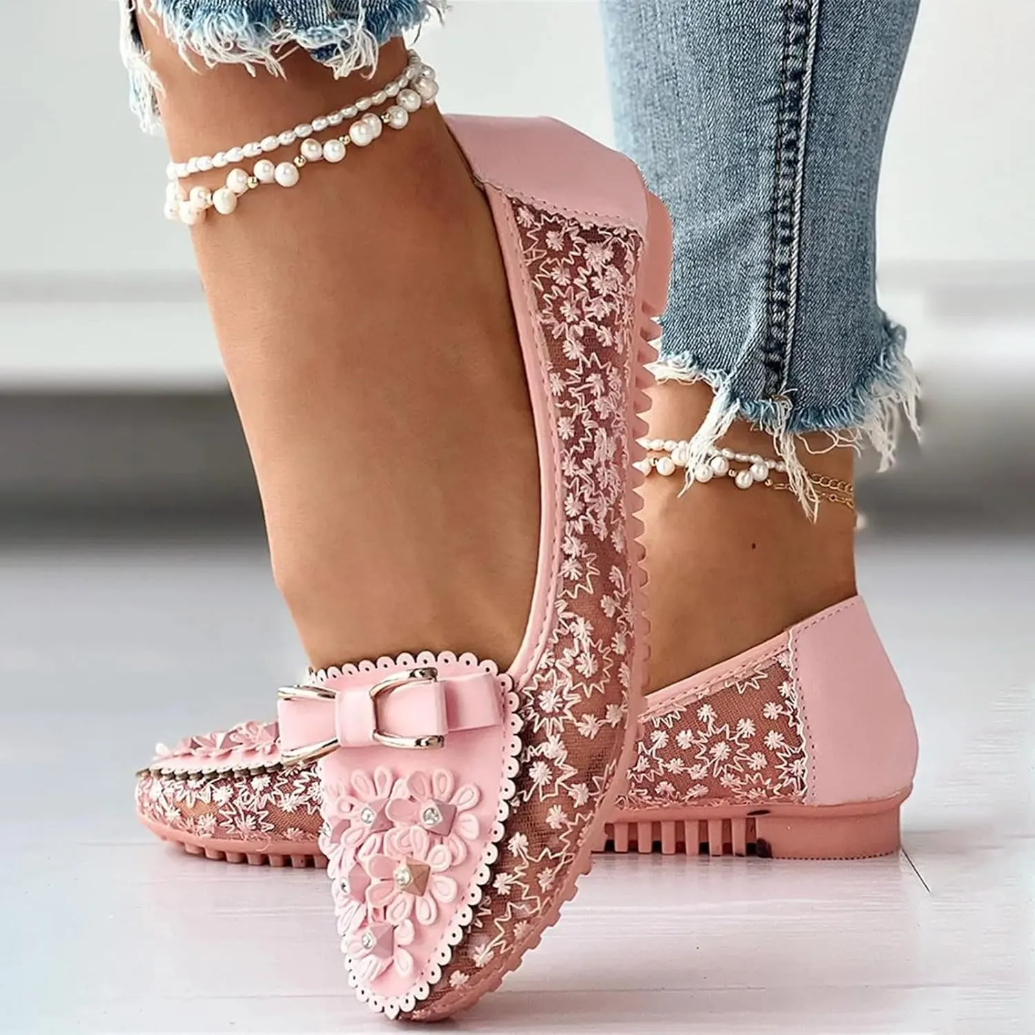 Sandals Women Lace Print Soft Ultimate Comfort Womens Sandals Fashionable Floral Lightweight Summer Sandals
