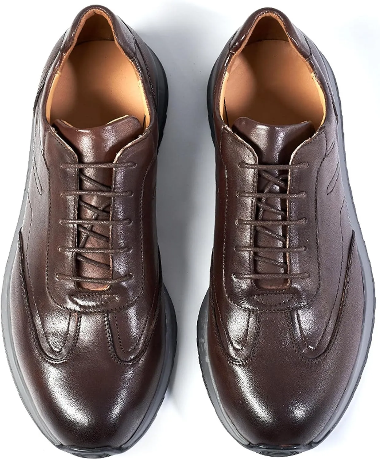 Santimon Mens Casual Shoes Fashion Athletic Sneakers Comfort Walking Shoes Modern Breathable Genunie Leather Flat Oxfords Business Casual Derby for Men