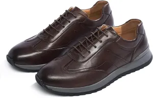 Santimon Mens Casual Shoes Fashion Athletic Sneakers Comfort Walking Shoes Modern Breathable Genunie Leather Flat Oxfords Business Casual Derby for Men