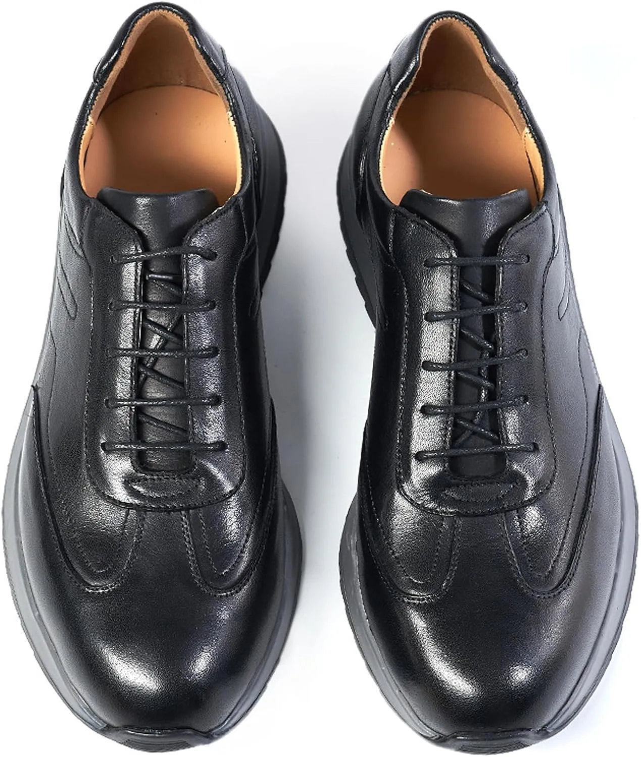 Santimon Mens Casual Shoes Fashion Athletic Sneakers Comfort Walking Shoes Modern Breathable Genunie Leather Flat Oxfords Business Casual Derby for Men