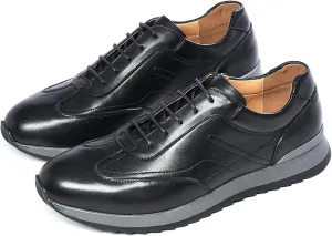 Santimon Mens Casual Shoes Fashion Athletic Sneakers Comfort Walking Shoes Modern Breathable Genunie Leather Flat Oxfords Business Casual Derby for Men
