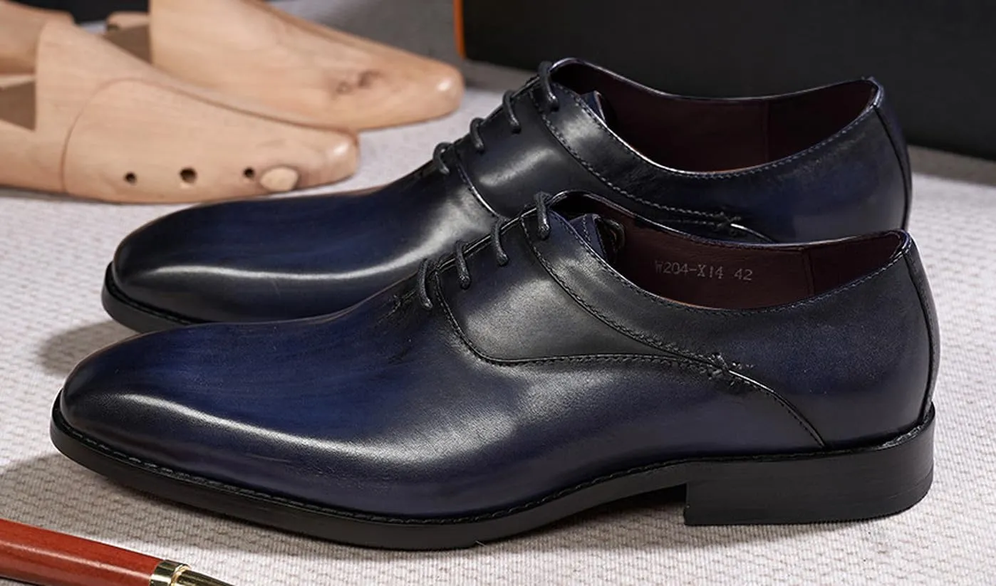 Santimon Mens Modern Essentials Cap Oxfords Formal Dress Suit Shoes Men's Fashion Genunie Leather Derby Prom Wedding Business Causal Tuxedo Shoes for Men