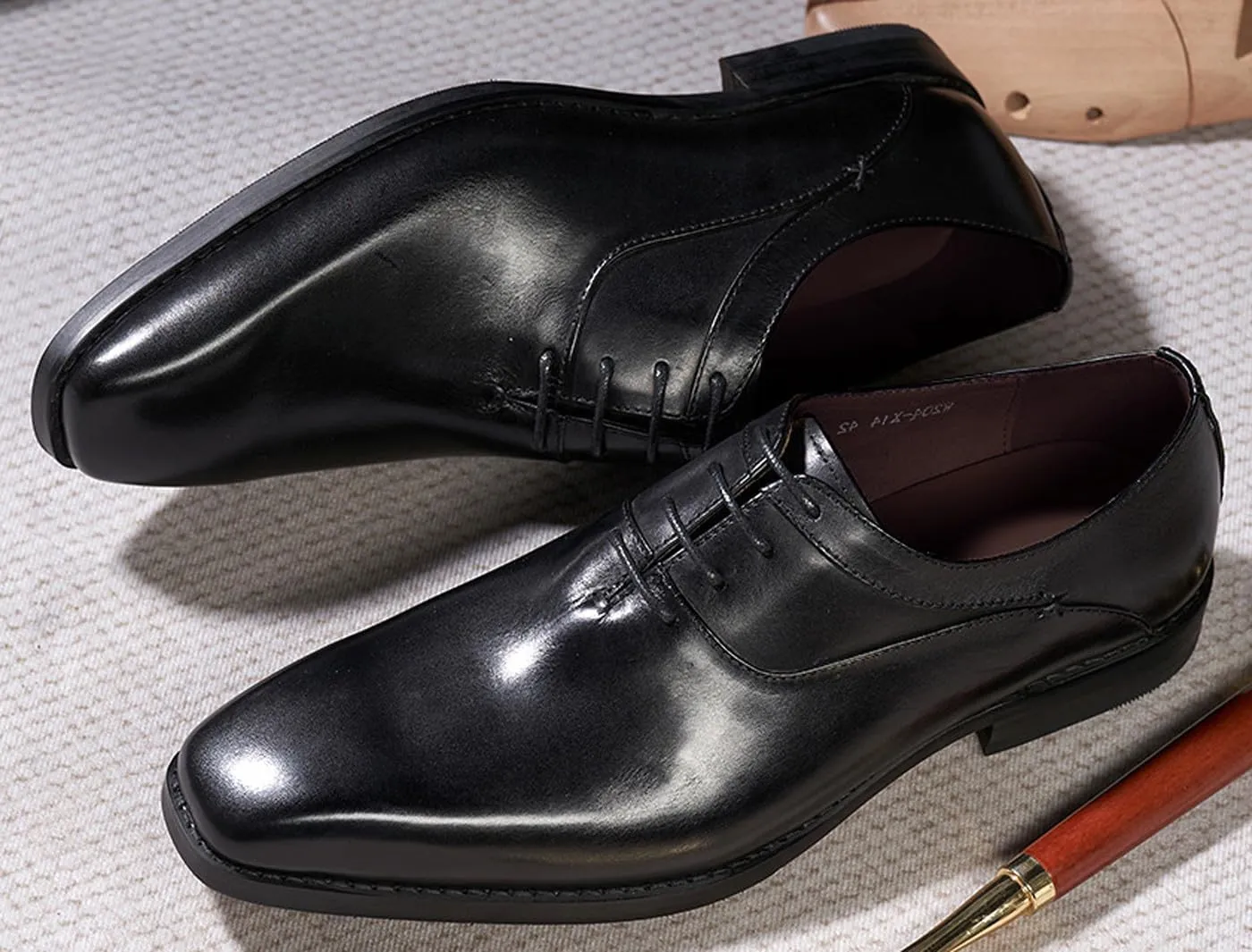 Santimon Mens Modern Essentials Cap Oxfords Formal Dress Suit Shoes Men's Fashion Genunie Leather Derby Prom Wedding Business Causal Tuxedo Shoes for Men