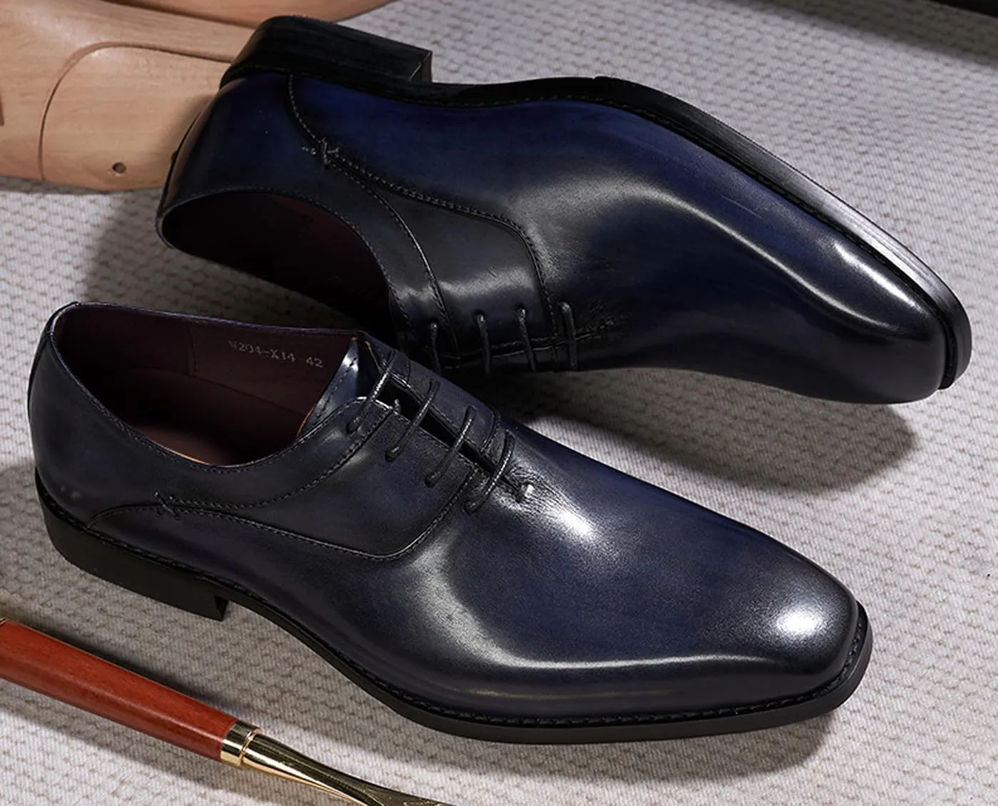 Santimon Mens Modern Essentials Cap Oxfords Formal Dress Suit Shoes Men's Fashion Genunie Leather Derby Prom Wedding Business Causal Tuxedo Shoes for Men