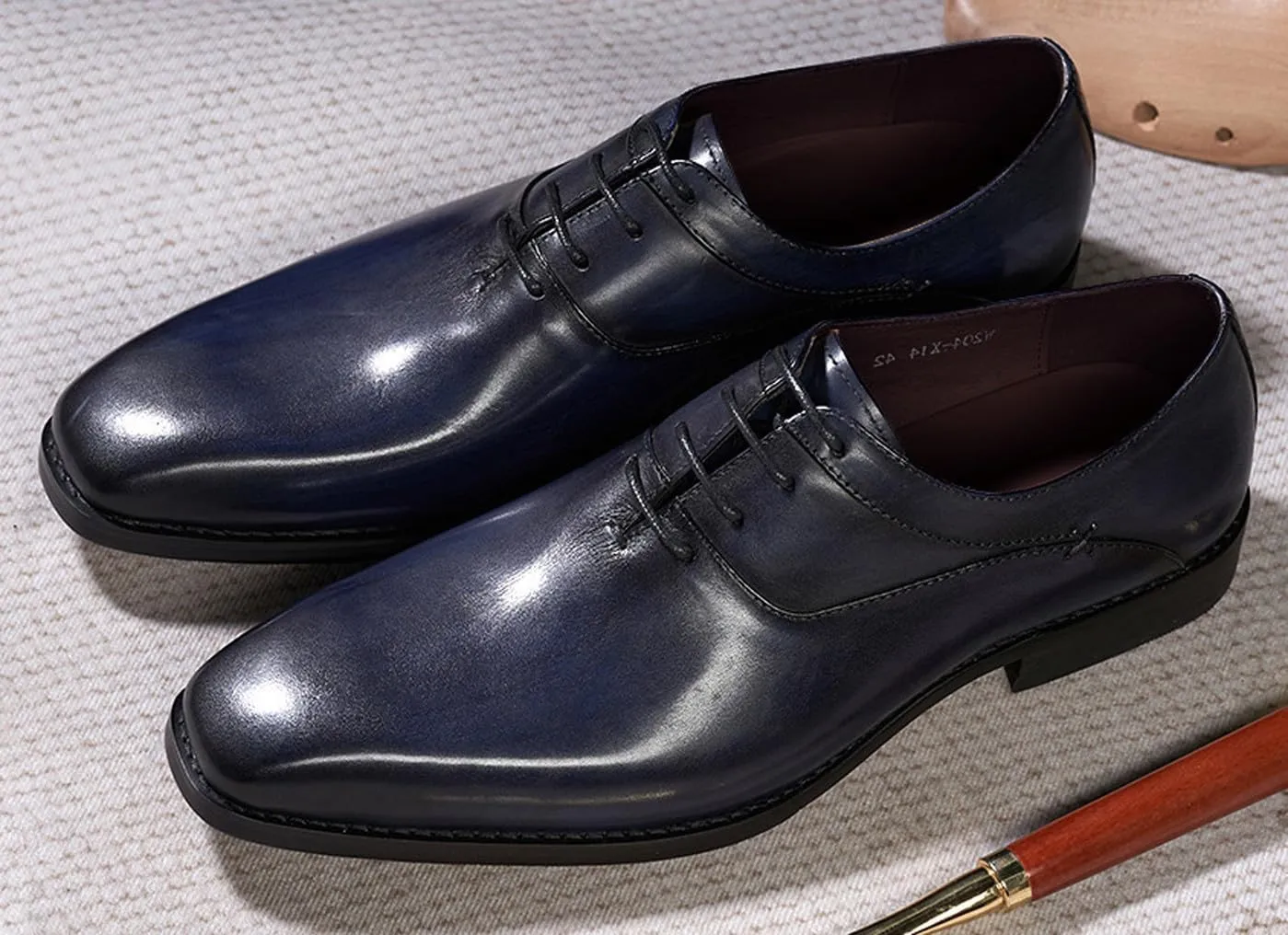 Santimon Mens Modern Essentials Cap Oxfords Formal Dress Suit Shoes Men's Fashion Genunie Leather Derby Prom Wedding Business Causal Tuxedo Shoes for Men