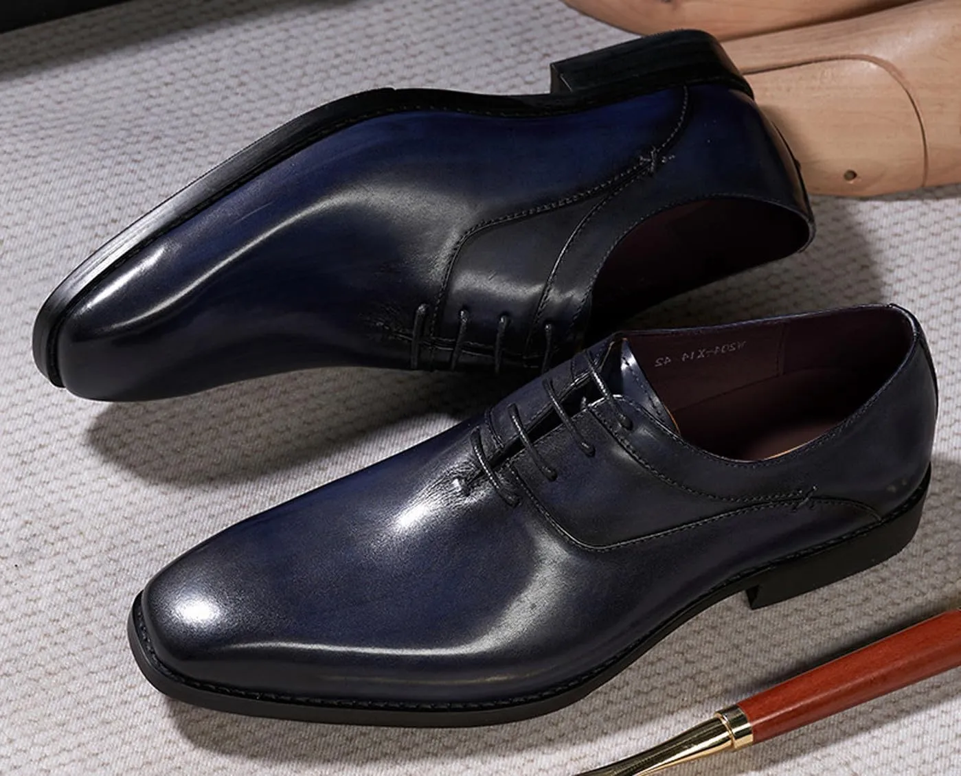 Santimon Mens Modern Essentials Cap Oxfords Formal Dress Suit Shoes Men's Fashion Genunie Leather Derby Prom Wedding Business Causal Tuxedo Shoes for Men