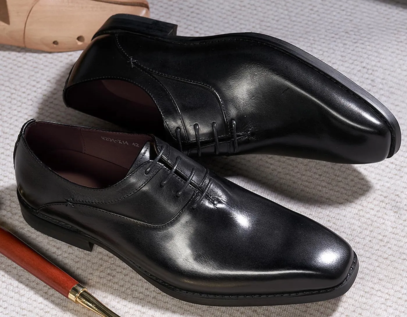Santimon Mens Modern Essentials Cap Oxfords Formal Dress Suit Shoes Men's Fashion Genunie Leather Derby Prom Wedding Business Causal Tuxedo Shoes for Men