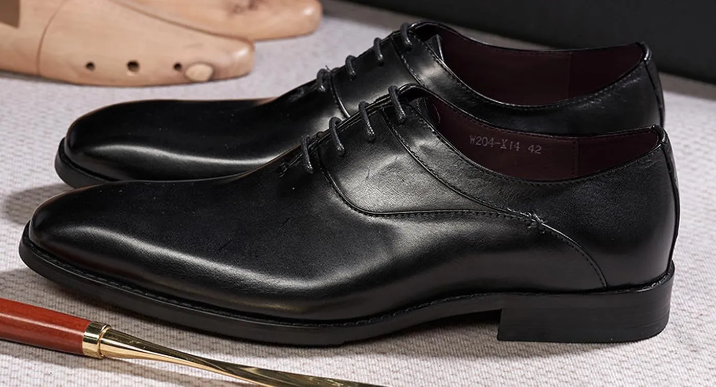 Santimon Mens Modern Essentials Cap Oxfords Formal Dress Suit Shoes Men's Fashion Genunie Leather Derby Prom Wedding Business Causal Tuxedo Shoes for Men