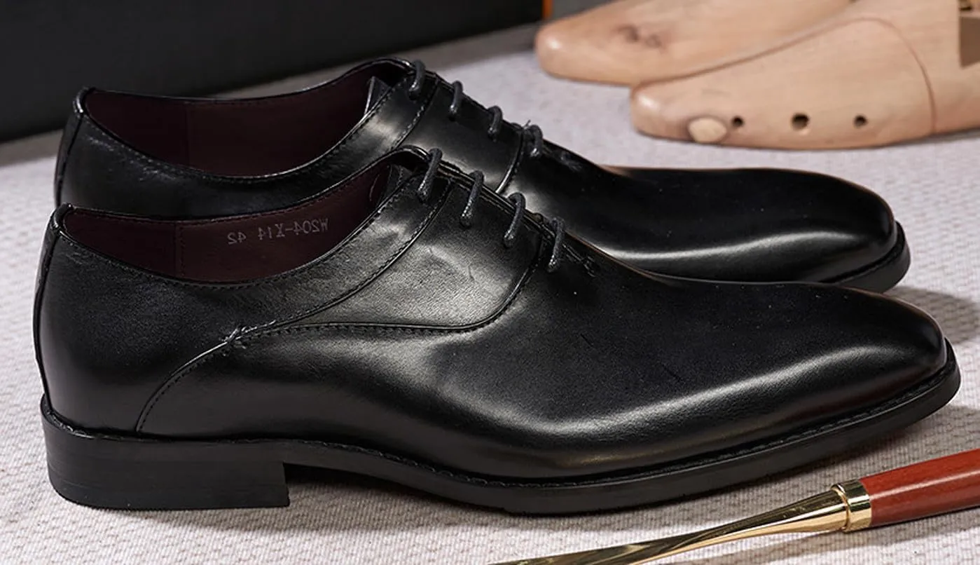 Santimon Mens Modern Essentials Cap Oxfords Formal Dress Suit Shoes Men's Fashion Genunie Leather Derby Prom Wedding Business Causal Tuxedo Shoes for Men