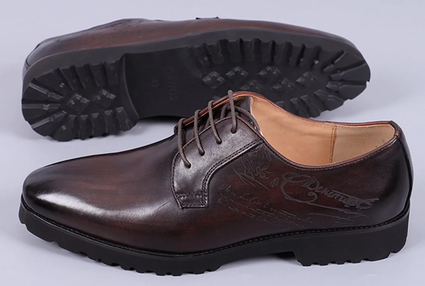 Santimon Men’s Oxford Formal Dress Shoes – Genuine Premium Leather, Handmade Wingtips Brogues, Derby-Style Comfortable Suit Shoes for Weddings, Business & Special Occasions