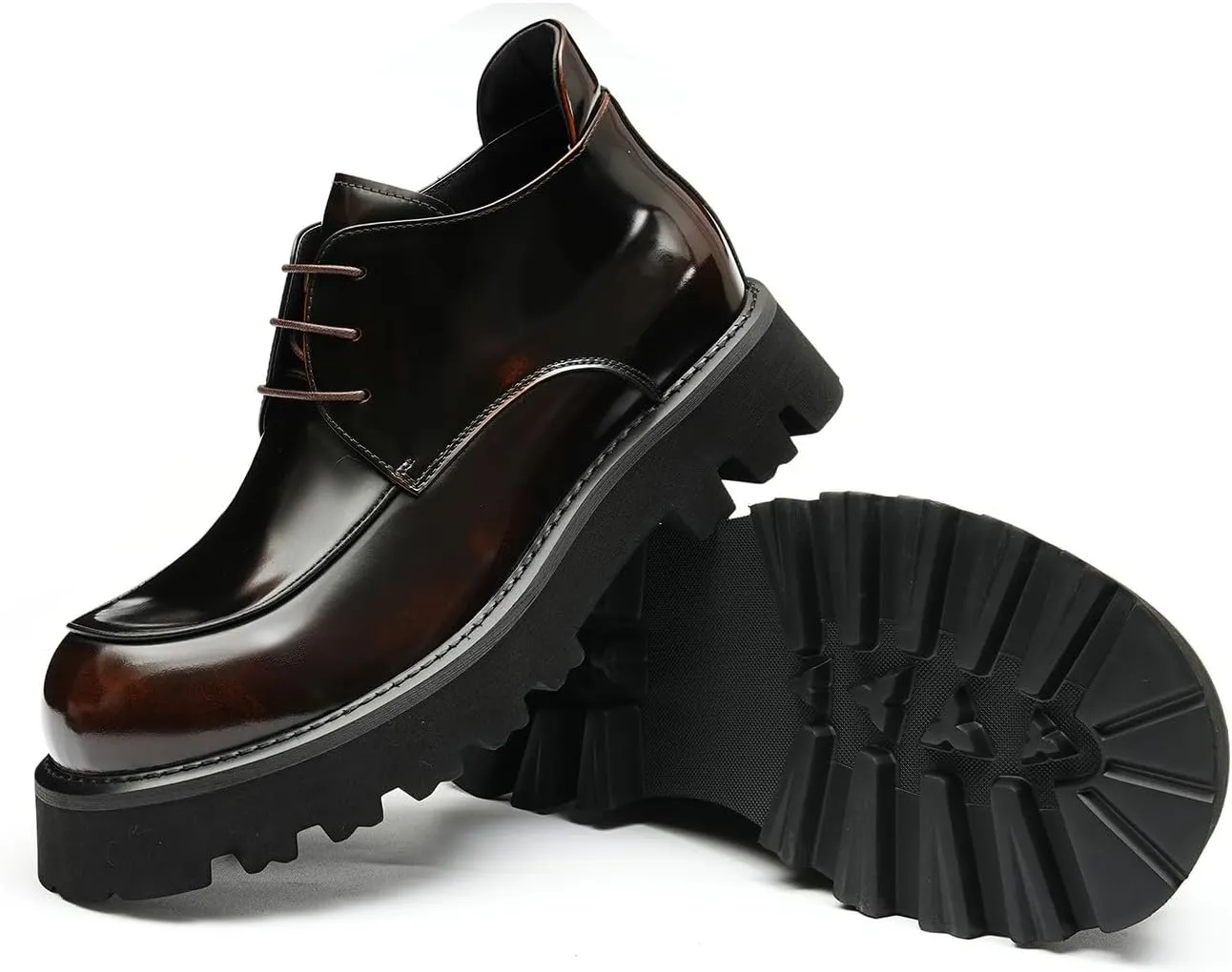Santimon Mens Oxfords Boots Formal Dress Ankle Low Top Boots Fashion Patent Leather Thick-Soled Chelsea Boots Prom Wedding Tuxedo Business Causal Lightweight Chukka Boots for Men