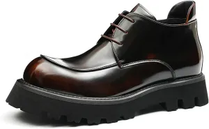 Santimon Mens Oxfords Boots Formal Dress Ankle Low Top Boots Fashion Patent Leather Thick-Soled Chelsea Boots Prom Wedding Tuxedo Business Causal Lightweight Chukka Boots for Men