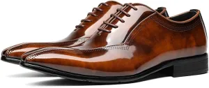 Santimon Mens Oxfords Dress Formal Shoes - Genunie Leather Pointed Toe Fashion Tuxedo Business Casual Derby - Modern Prom Wedding Suit Shoes