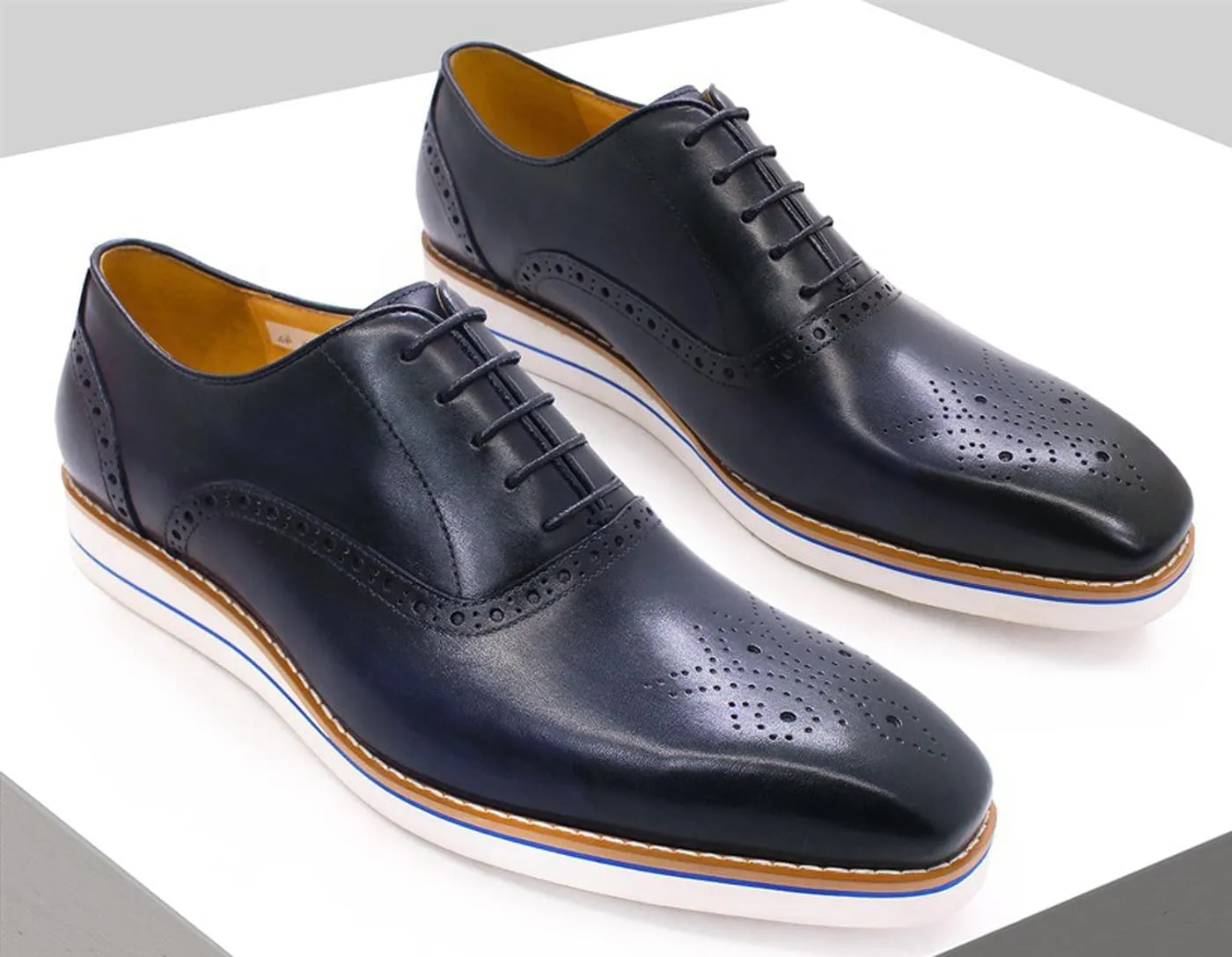 Santimon Men's Oxfords Formal Dress Genunie Leather Wingtips Brogues Suit Shoes Men's Fashion Prom Wedding Business Causal Flat Derby Comfortable Tuxedo Shoes for Men