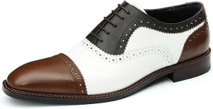 Santimon Men's Oxfords Formal Dress Leather Wingtip Brogues Derby Fashion Business Wedding Tuxedo Casual Walking Two Tone Oxford Prom Shoes for Men