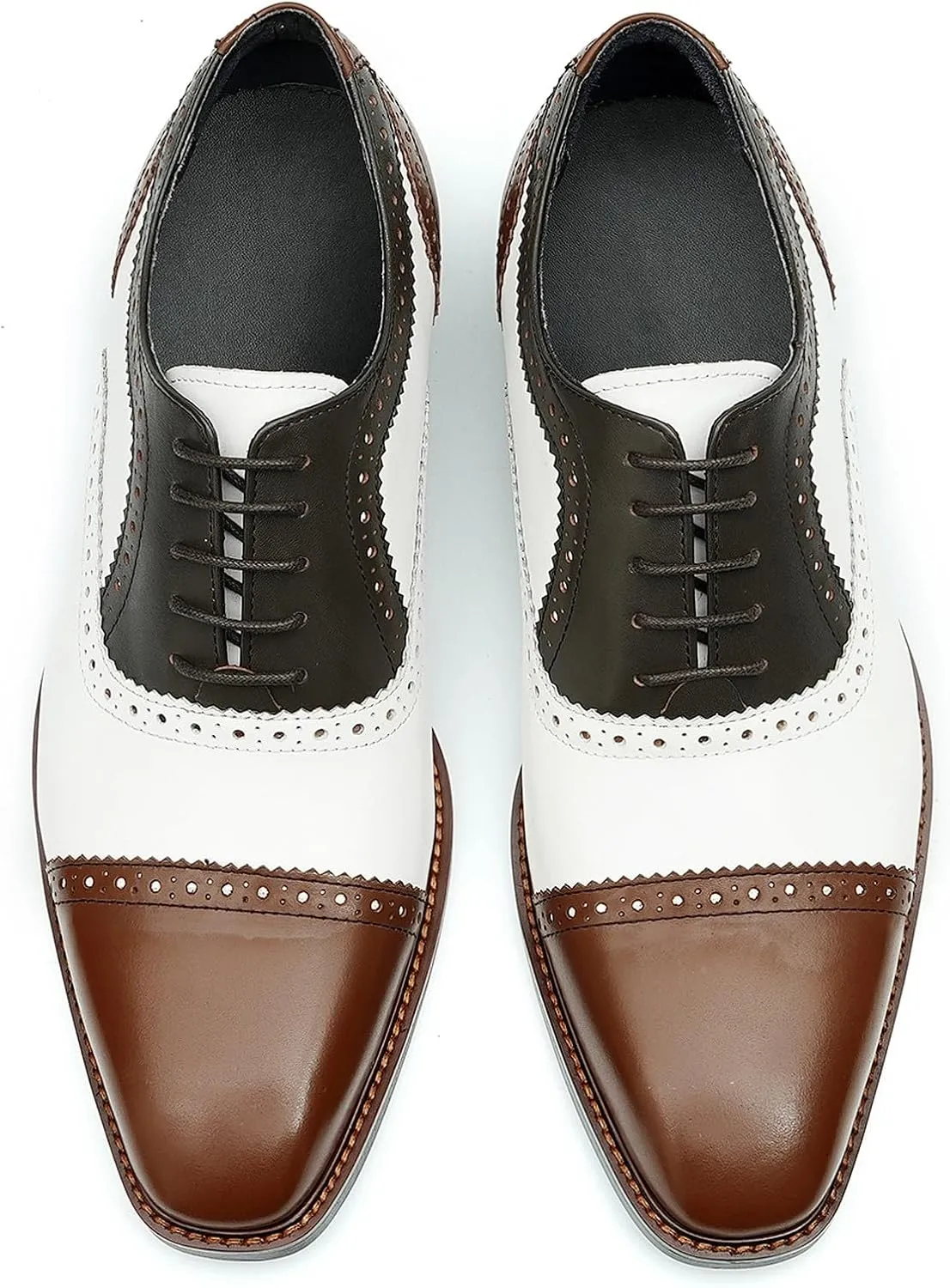 Santimon Men's Oxfords Formal Dress Leather Wingtip Brogues Derby Fashion Business Wedding Tuxedo Casual Walking Two Tone Oxford Prom Shoes for Men