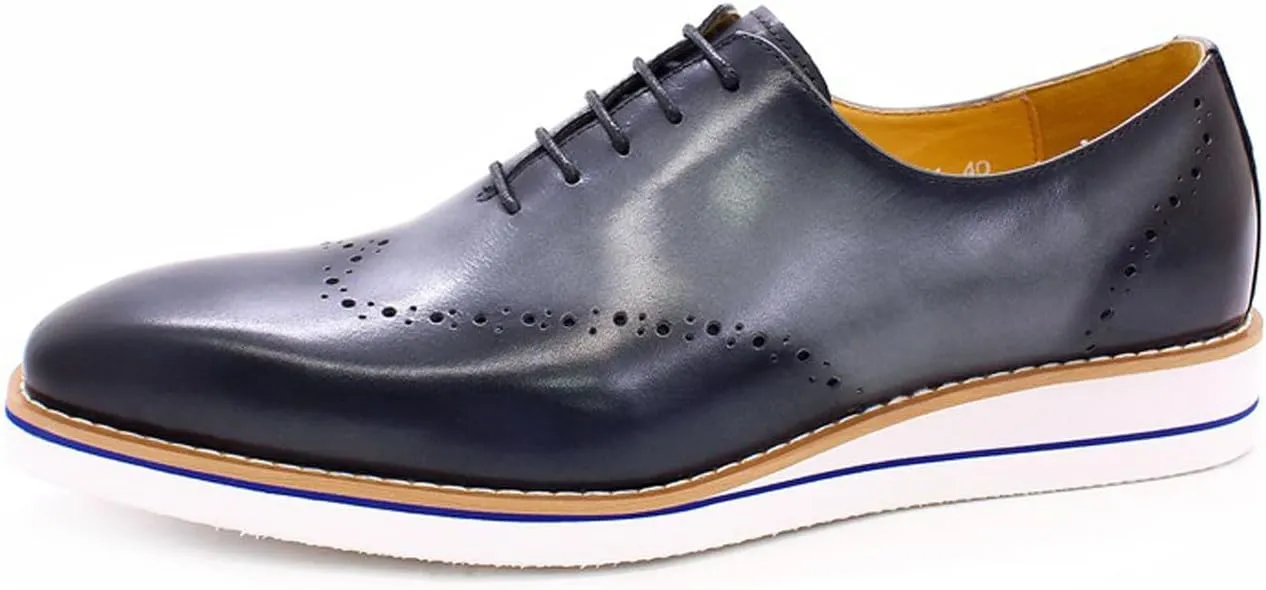 Santimon Mens Oxfords Formal Dress Suit Shoes Genunie Leather Plain Toe Brogues Modern Prom Derby Men's Prom Wedding Business Causal Fashion Comfortable Tuxedo Shoes for Men
