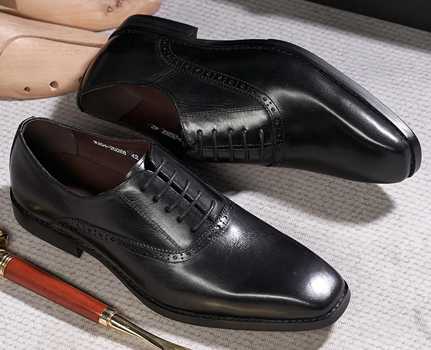 Santimon Mens Oxfords Formal Dress Suit Shoes Genunie Leather Plain Toe Modern Luxury Derby Men's Prom Wedding Business Causal Fashion Comfortable Tuxedo Shoes for Men