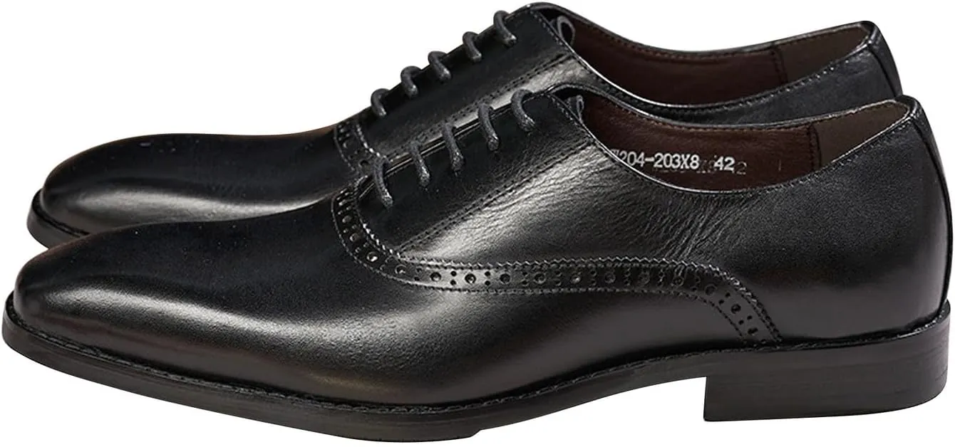 Santimon Mens Oxfords Formal Dress Suit Shoes Genunie Leather Plain Toe Modern Luxury Derby Men's Prom Wedding Business Causal Fashion Comfortable Tuxedo Shoes for Men