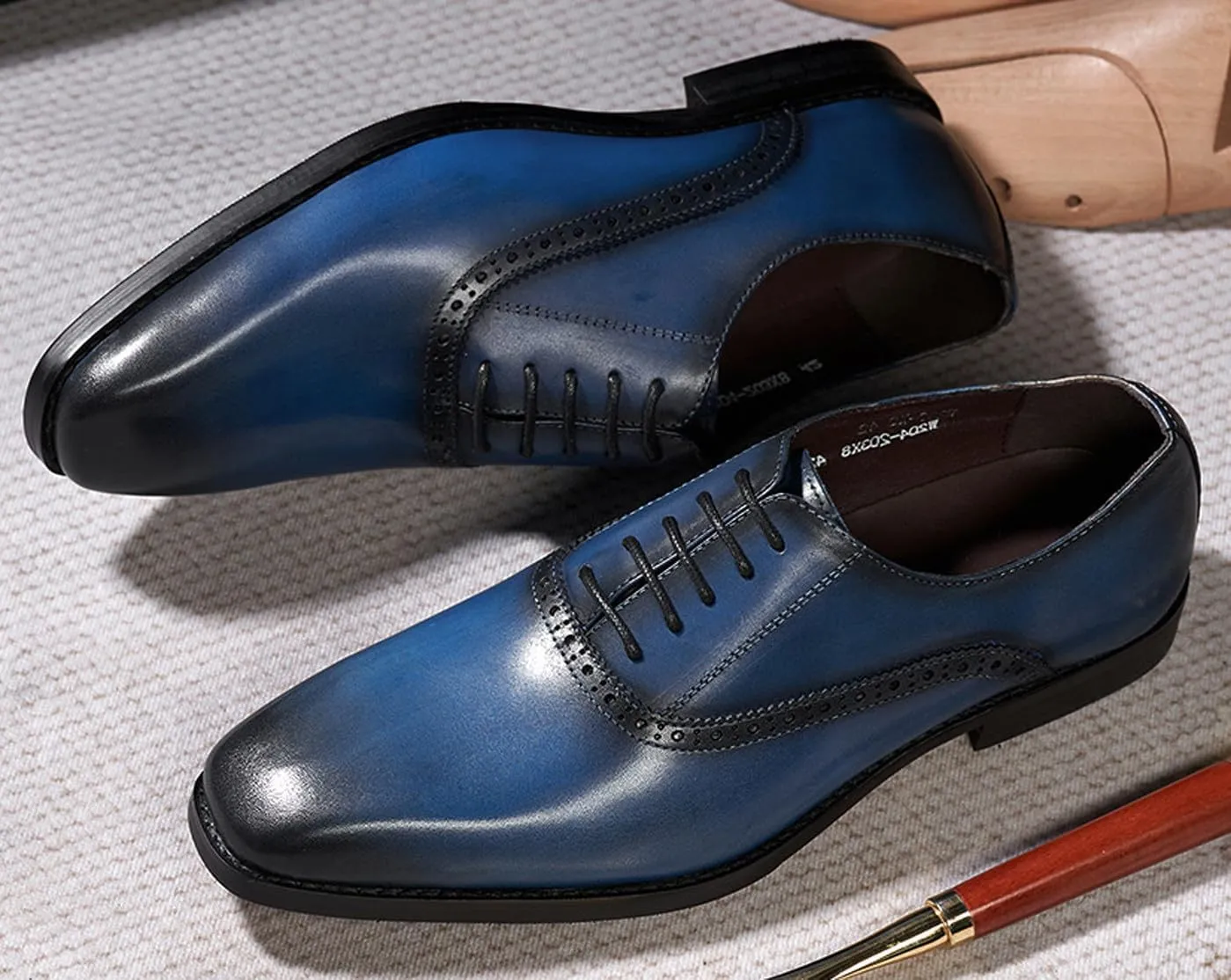 Santimon Mens Oxfords Formal Dress Suit Shoes Genunie Leather Plain Toe Modern Luxury Derby Men's Prom Wedding Business Causal Fashion Comfortable Tuxedo Shoes for Men