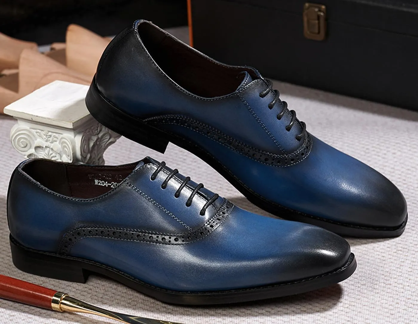 Santimon Mens Oxfords Formal Dress Suit Shoes Genunie Leather Plain Toe Modern Luxury Derby Men's Prom Wedding Business Causal Fashion Comfortable Tuxedo Shoes for Men