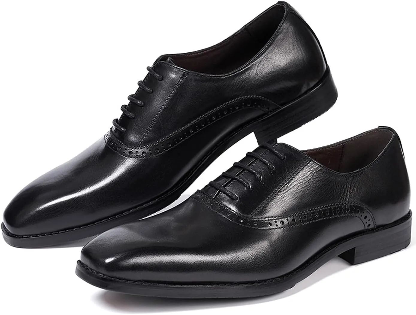 Santimon Mens Oxfords Formal Dress Suit Shoes Genunie Leather Plain Toe Modern Luxury Derby Men's Prom Wedding Business Causal Fashion Comfortable Tuxedo Shoes for Men