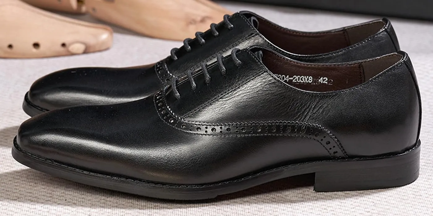 Santimon Mens Oxfords Formal Dress Suit Shoes Genunie Leather Plain Toe Modern Luxury Derby Men's Prom Wedding Business Causal Fashion Comfortable Tuxedo Shoes for Men