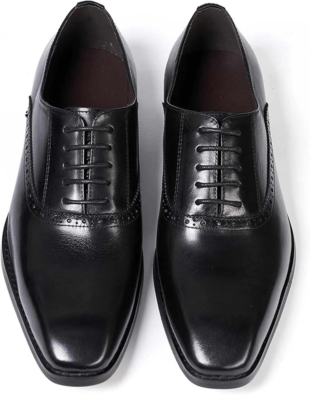 Santimon Mens Oxfords Formal Dress Suit Shoes Genunie Leather Plain Toe Modern Luxury Derby Men's Prom Wedding Business Causal Fashion Comfortable Tuxedo Shoes for Men