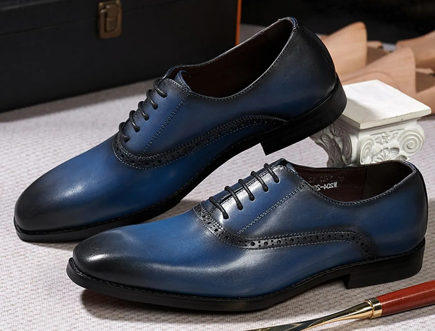 Santimon Mens Oxfords Formal Dress Suit Shoes Genunie Leather Plain Toe Modern Luxury Derby Men's Prom Wedding Business Causal Fashion Comfortable Tuxedo Shoes for Men