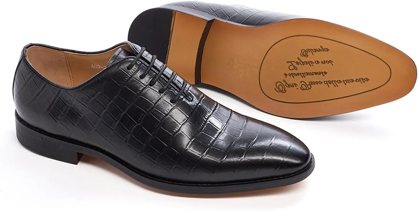 Santimon Mens Oxfords Formal Dress Suit Shoes Genunie Leather Whole Cut Oxfords Fashion Prom Wedding Business Causal Derby Comfortable Tuxedo Shoes for Men