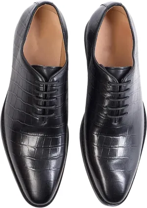 Santimon Mens Oxfords Formal Dress Suit Shoes Genunie Leather Whole Cut Oxfords Fashion Prom Wedding Business Causal Derby Comfortable Tuxedo Shoes for Men