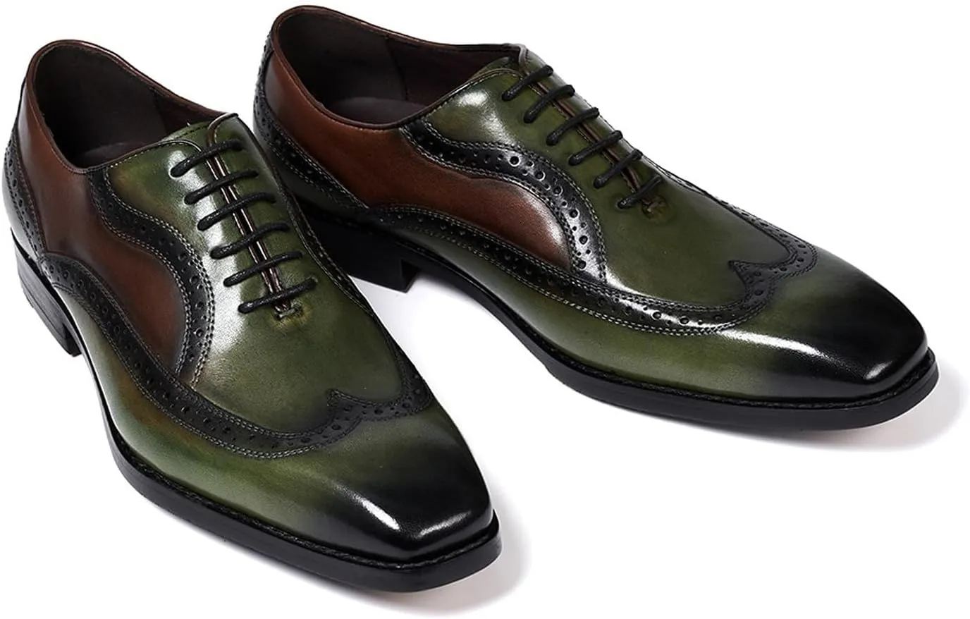 Santimon Mens Oxfords Formal Dress Suit Shoes Genunie Leather Wingtip Brogues Modern Derby Fashion Prom Wedding Business Casual Comfortable Tuxedo Shoes for Men