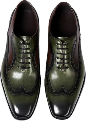 Santimon Mens Oxfords Formal Dress Suit Shoes Genunie Leather Wingtip Brogues Modern Derby Fashion Prom Wedding Business Casual Comfortable Tuxedo Shoes for Men