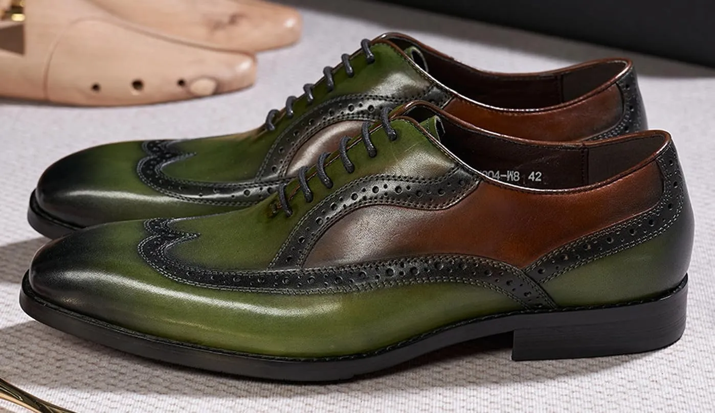 Santimon Mens Oxfords Formal Dress Suit Shoes Genunie Leather Wingtip Brogues Modern Derby Fashion Prom Wedding Business Casual Comfortable Tuxedo Shoes for Men