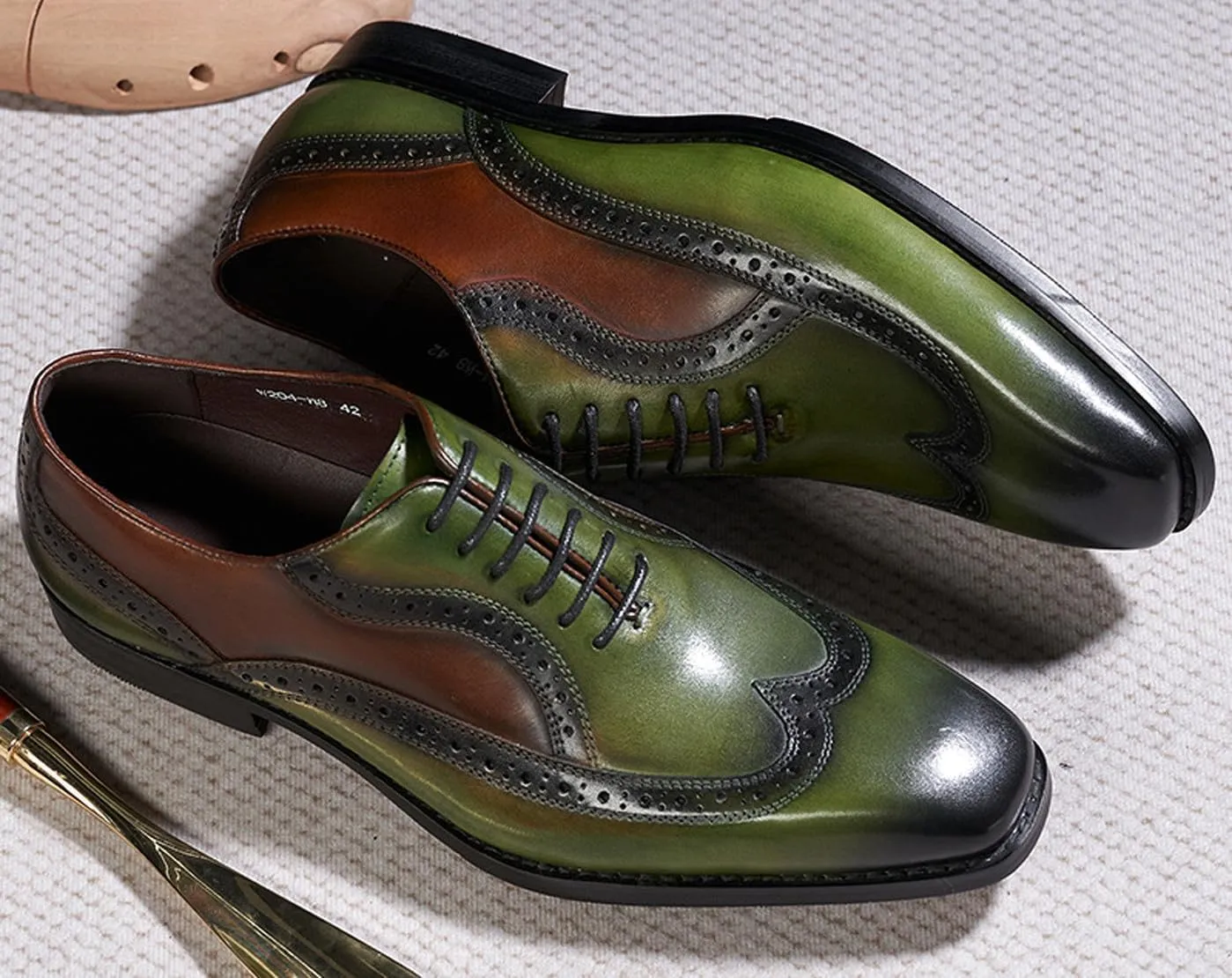 Santimon Mens Oxfords Formal Dress Suit Shoes Genunie Leather Wingtip Brogues Modern Derby Fashion Prom Wedding Business Casual Comfortable Tuxedo Shoes for Men