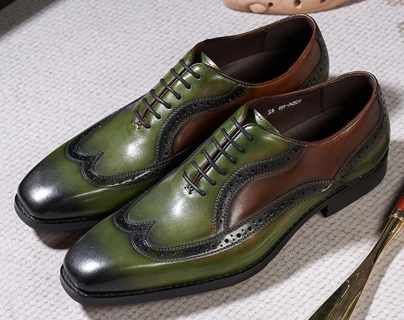 Santimon Mens Oxfords Formal Dress Suit Shoes Genunie Leather Wingtip Brogues Modern Derby Fashion Prom Wedding Business Casual Comfortable Tuxedo Shoes for Men