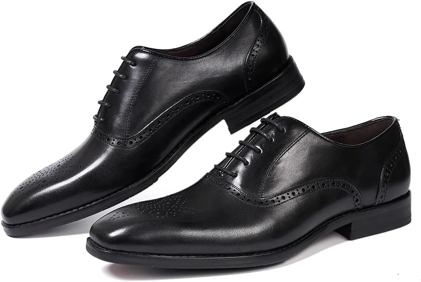 Santimon Men's Oxfords Formal Dress Suit Shoes Mens Genunie Leather Wingtip Brogues Modern Derby Fashion Prom Wedding Business Causal Comfortable Tuxedo Shoes for Men
