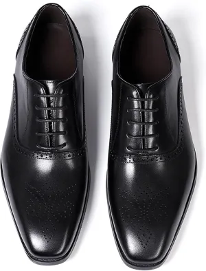 Santimon Men's Oxfords Formal Dress Suit Shoes Mens Genunie Leather Wingtip Brogues Modern Derby Fashion Prom Wedding Business Causal Comfortable Tuxedo Shoes for Men