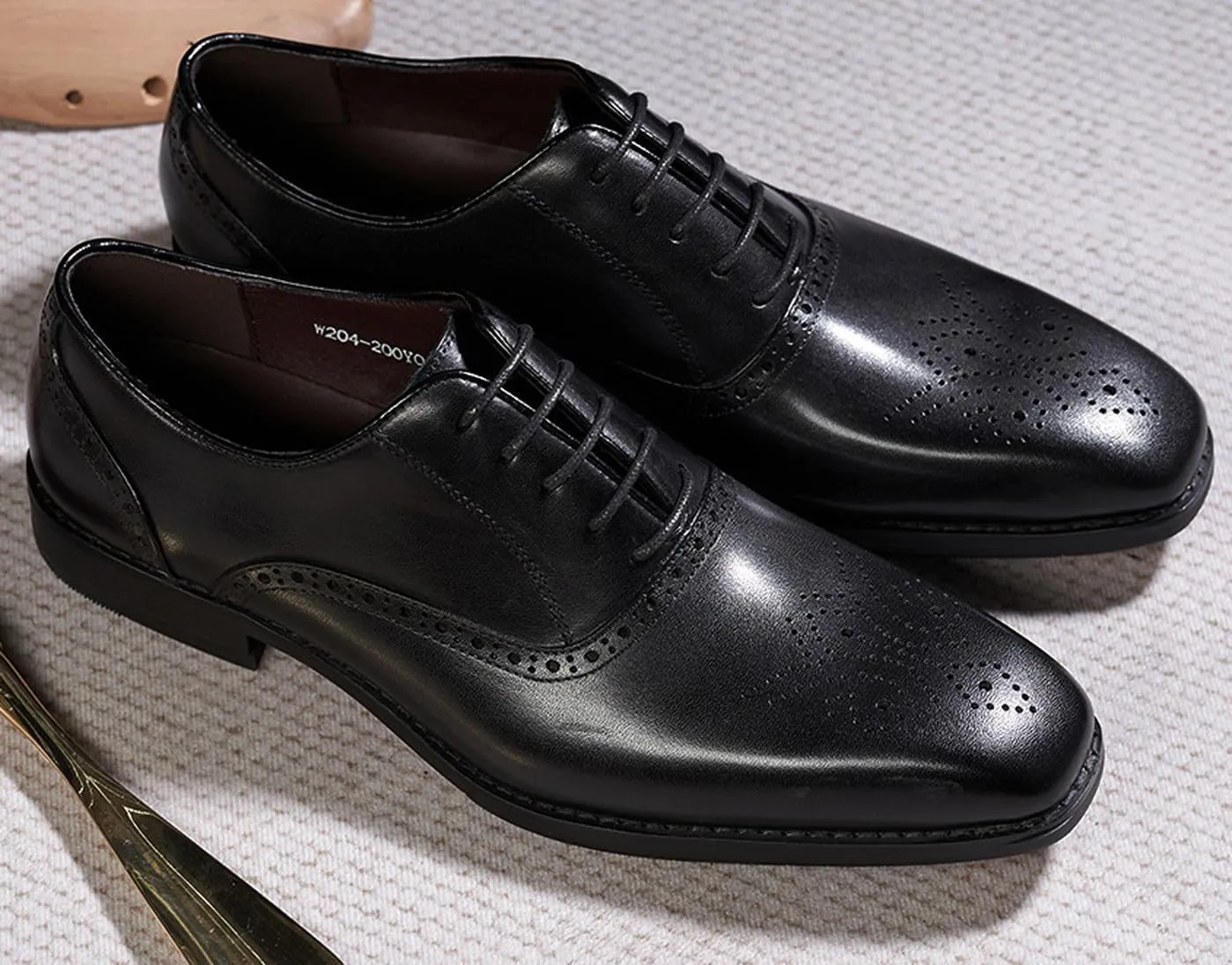 Santimon Men's Oxfords Formal Dress Suit Shoes Mens Genunie Leather Wingtip Brogues Modern Derby Fashion Prom Wedding Business Causal Comfortable Tuxedo Shoes for Men