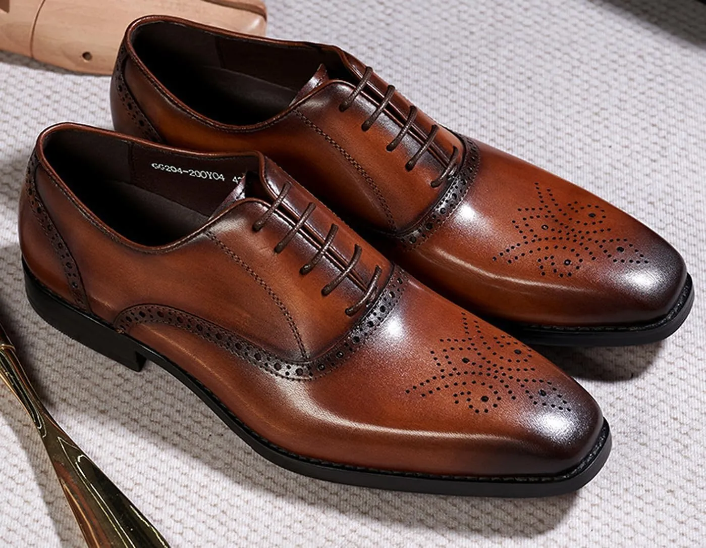Santimon Men's Oxfords Formal Dress Suit Shoes Mens Genunie Leather Wingtip Brogues Modern Derby Fashion Prom Wedding Business Causal Comfortable Tuxedo Shoes for Men