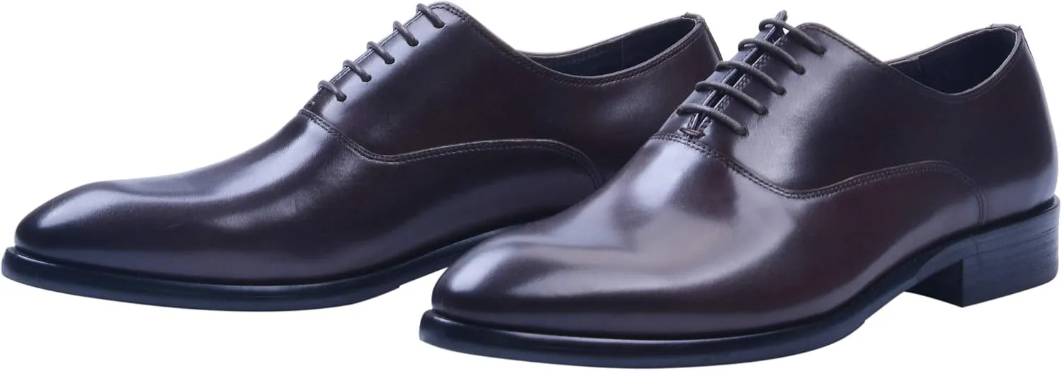 Santimon Oxford Shoes Men Derby Leather Lace-up Formal Business Dress Shoes Black Red Tan
