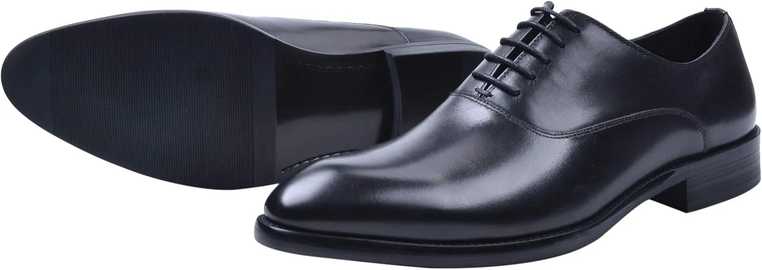 Santimon Oxford Shoes Men Derby Leather Lace-up Formal Business Dress Shoes Black Red Tan