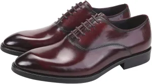 Santimon Oxford Shoes Men Derby Leather Lace-up Formal Business Dress Shoes Black Red Tan